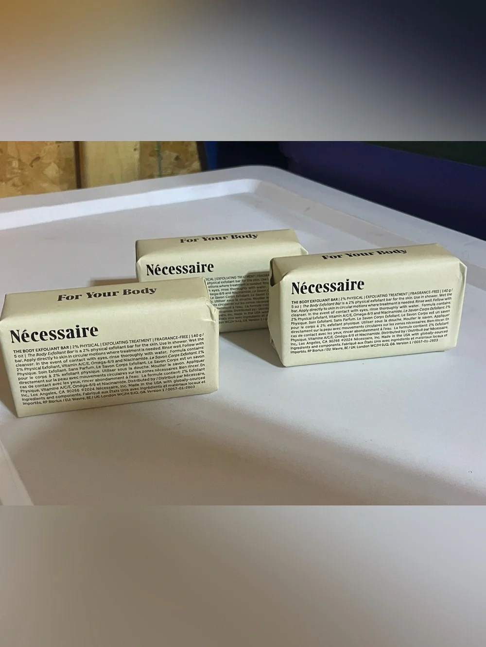 New 3 bars of Necessaire The Body Exfoliant Bar - Cream